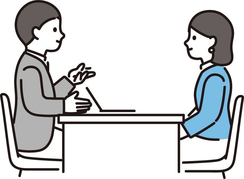 女性が男性に相談している